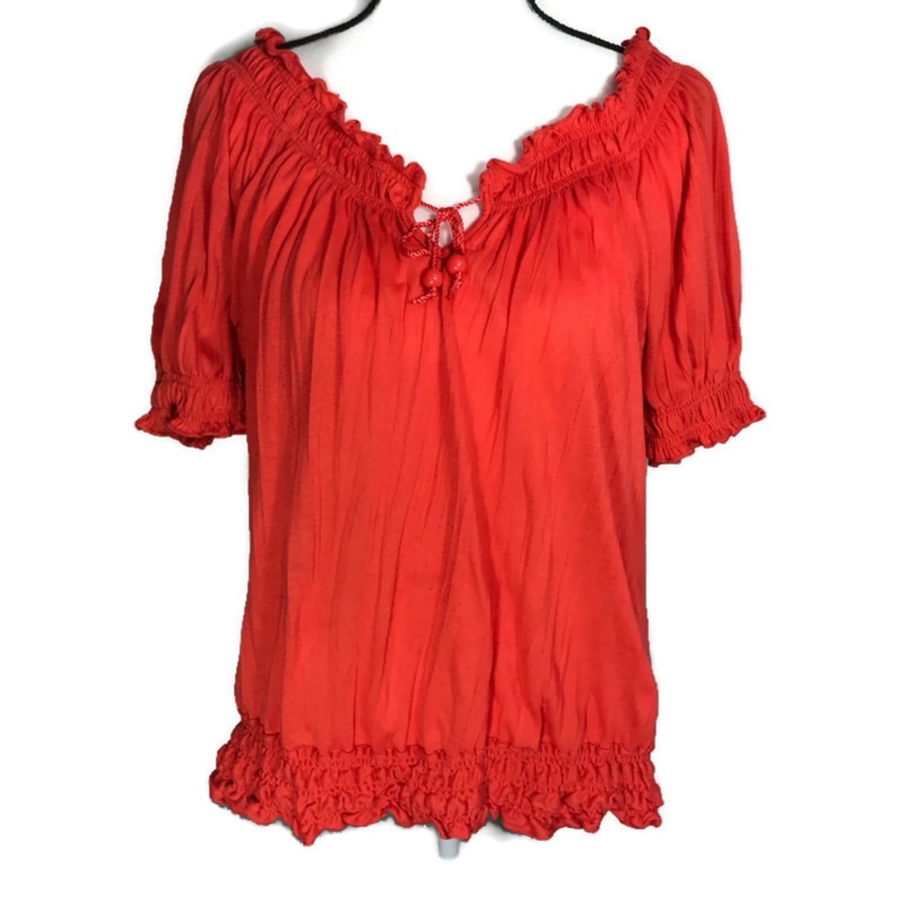 Dots Orange Crinkle Top 2X